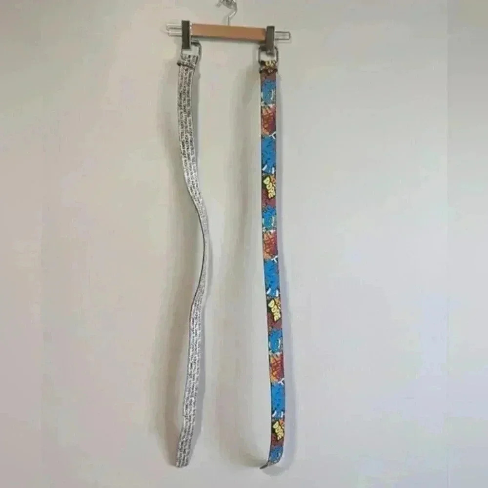 Urban Heritage Skater Graffiti Newspaper Print Faux Leather Belts - Size Large